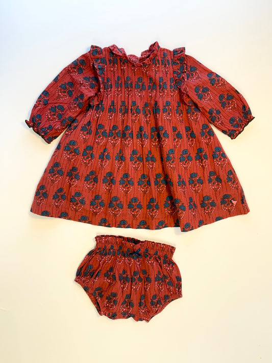 Pink chicken || red floral dress w/bloomers || 12-18m