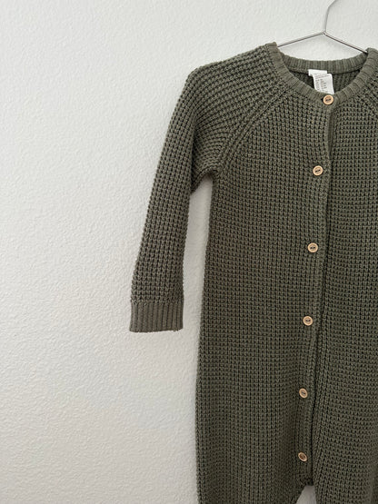 H&M knit jumpsuit|| forest green (18M)