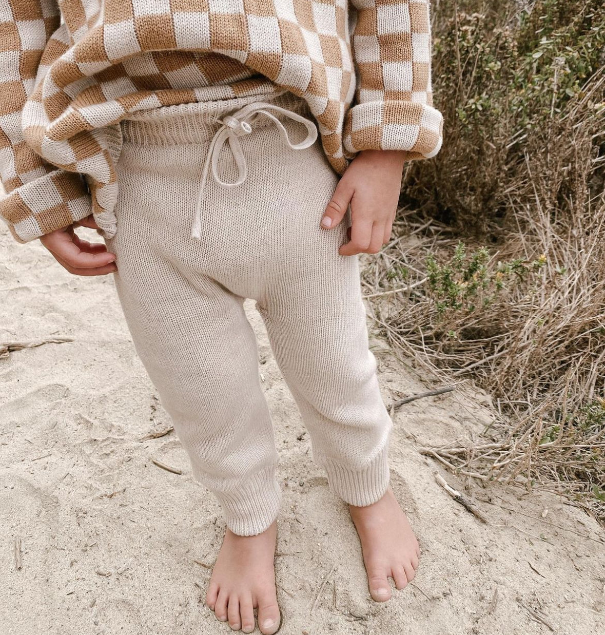 Rivi and Kim knit drawstring joggers - Sand || 18/24