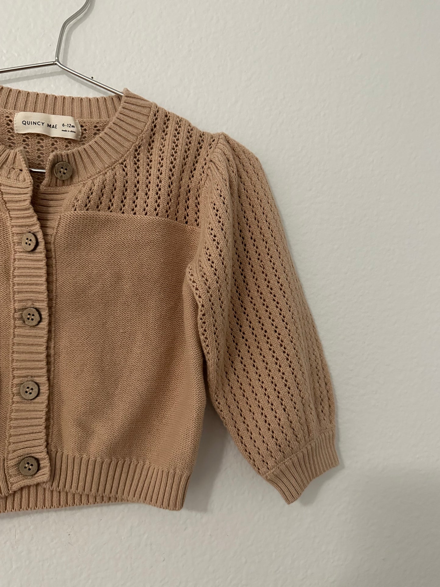 Quincy Mae pointelle knit cardigan and bloomers || 6/12