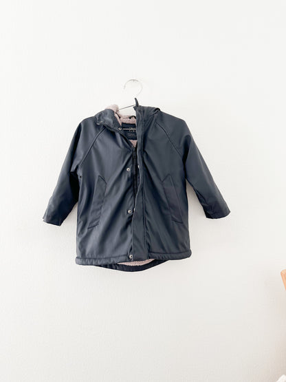 Zara faux shearling lined rubberized raincoat (2/3)