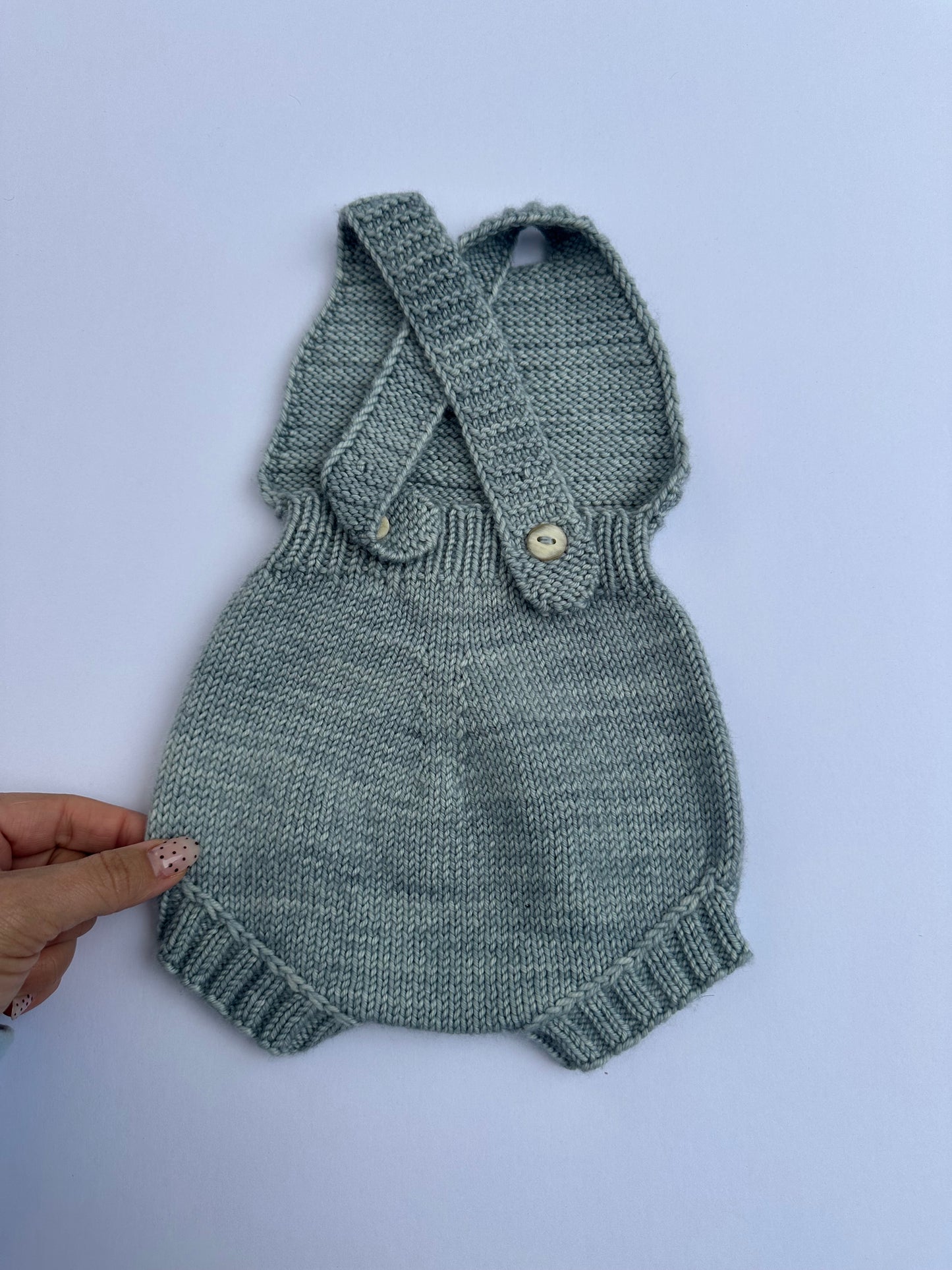 Misha + Puff sugar maple romper in blue 0/6m