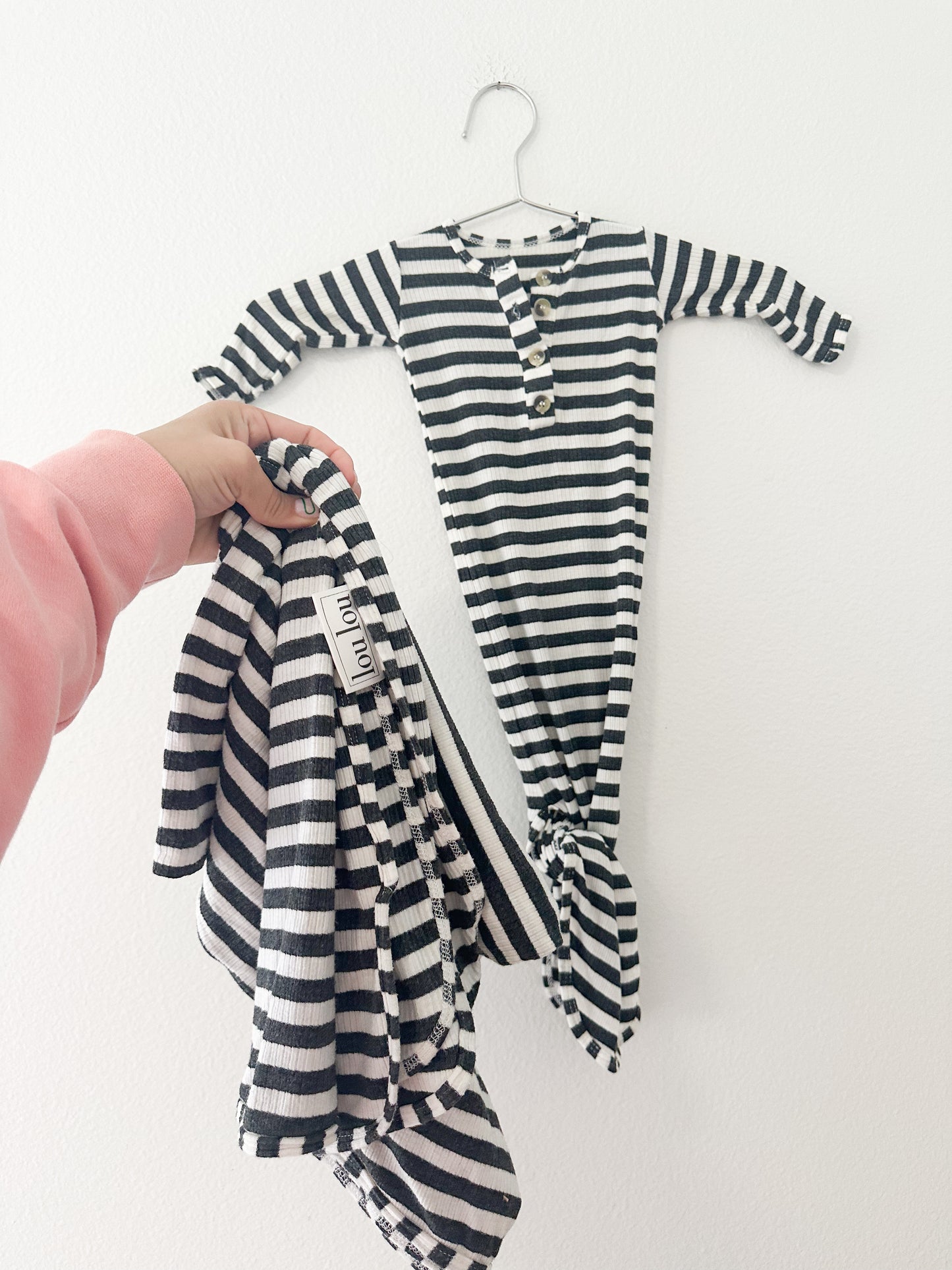 Lou Lou newborn gown and swaddle