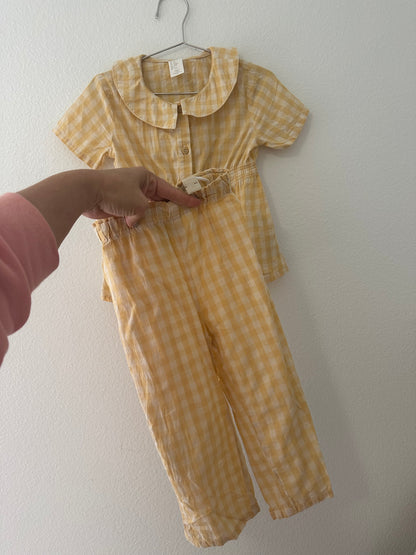 H&M yellow checked set || 3T