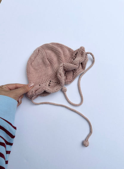 Misha + puff hand knit Pima cotton sunhat 6/12