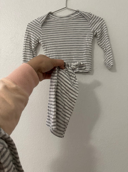 Solly baby natural and grey stripe sleeper set with hat (0/3)