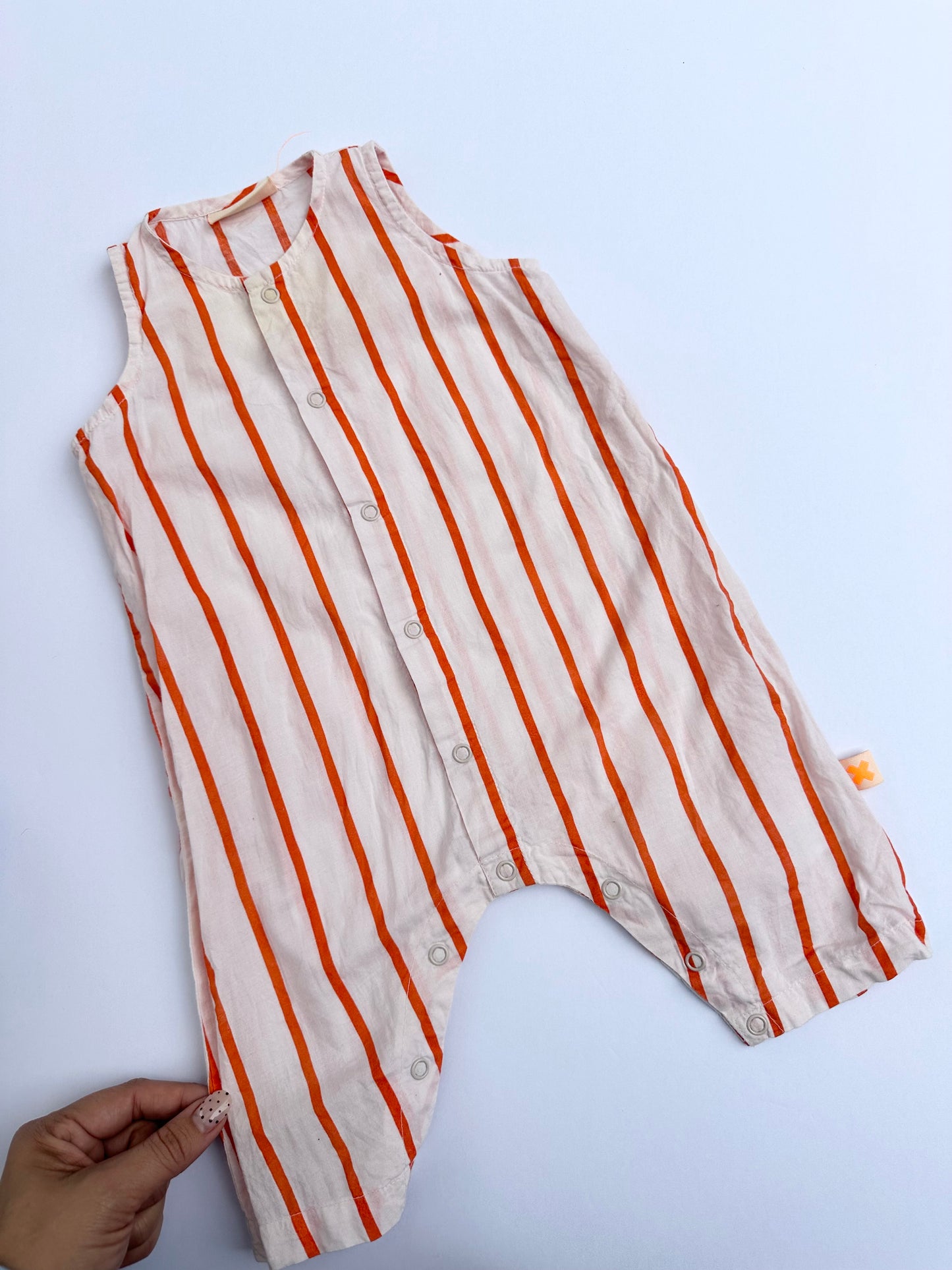 TinyCottons red striped romper || 3/6