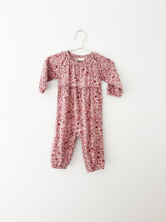 City Mouse dusty rose fox floral long romper (3/6)