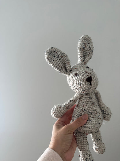 Crocheted grey bunny