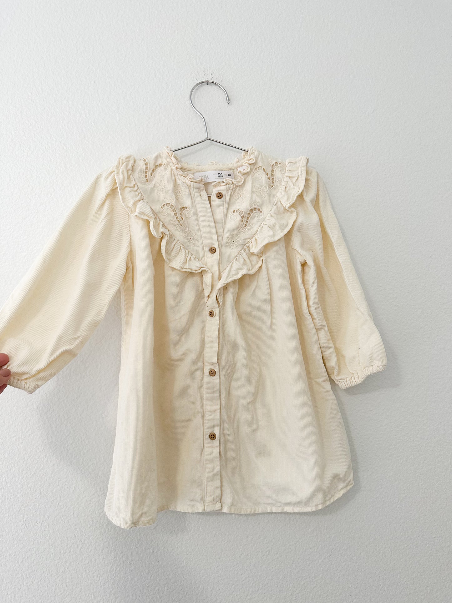 Zara cream corduroy dress (2/3)