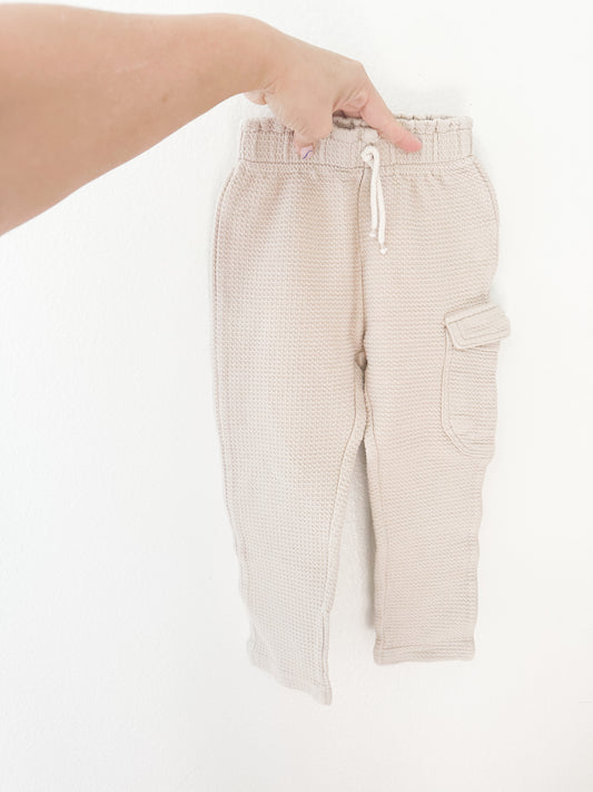 Zara taupe waffle cargo pants|| 4/5