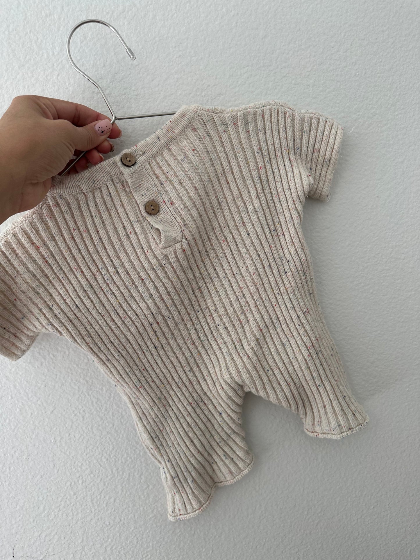 Oat ribbed knit tee playsuit (0/6)