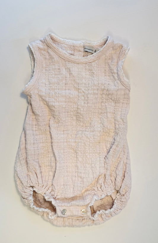 Yellow Pelota || light pink textured romper || 18m