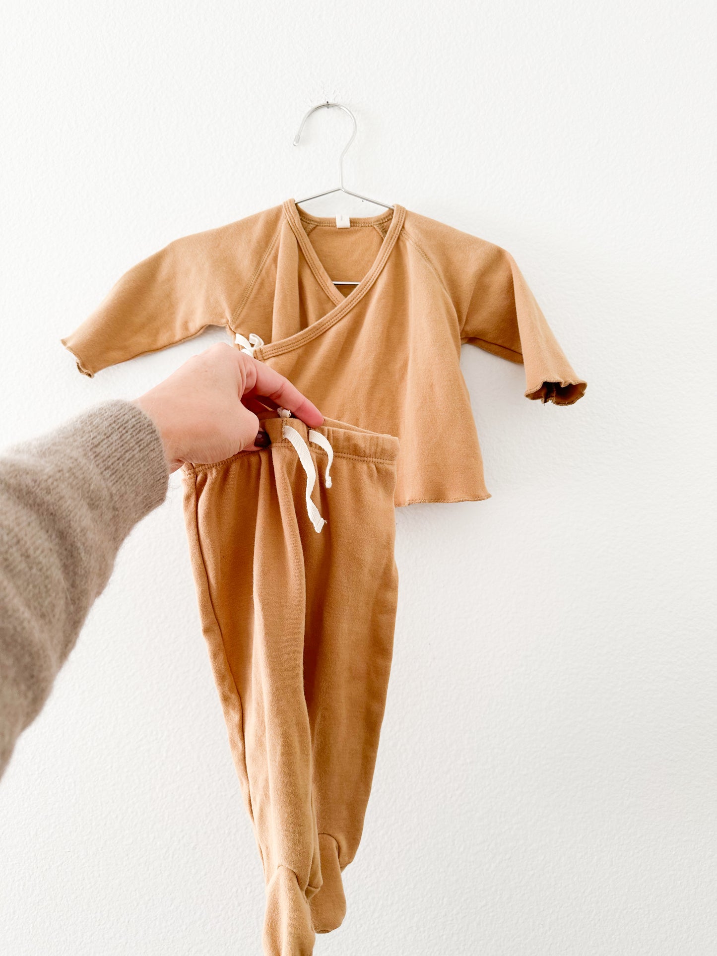 Quincy Mae warp top footed pant set|| honey ( 6/12)