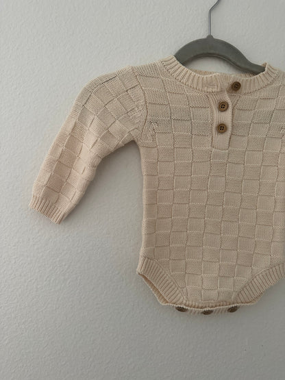 Harp angel checkered organic knit + mittens (0/3)