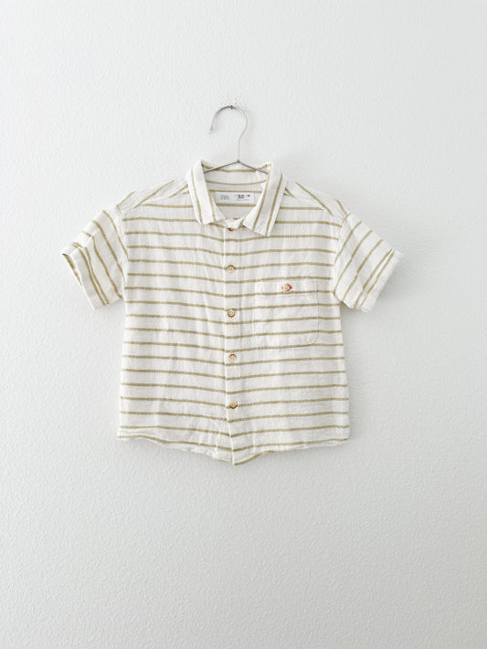 Zara yellow stripe shirt || 18/24