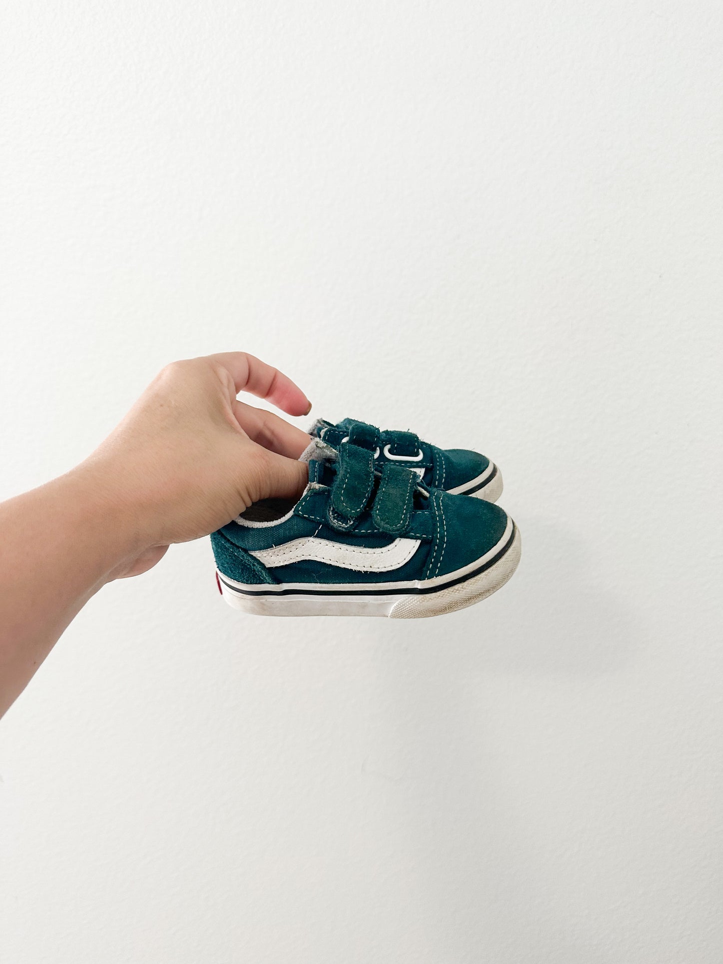 Teal Velcro vans || 5.0
