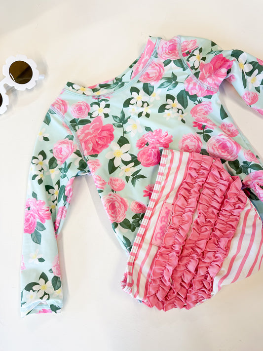 Ruffle butts floral swim suit || 3T