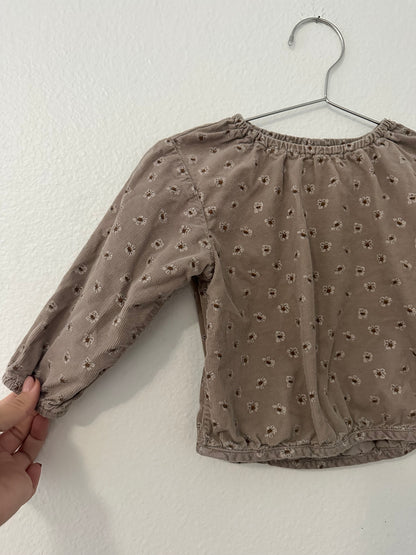 Zara light corduroy floral top || 12/18