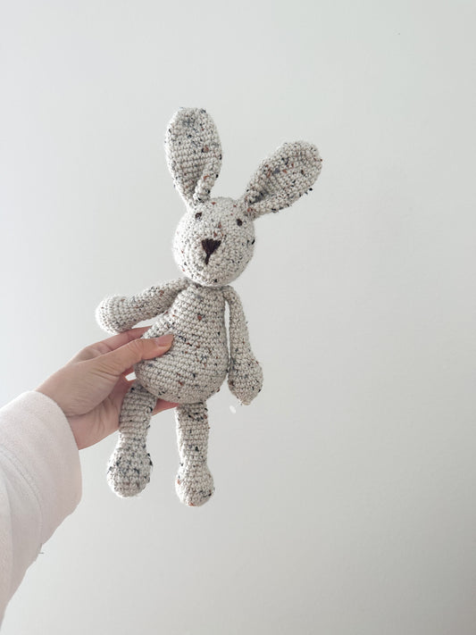 Crocheted grey bunny