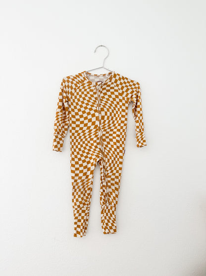 BRIXTON phoenix bamboo wavy checkered zip romper (6/12)