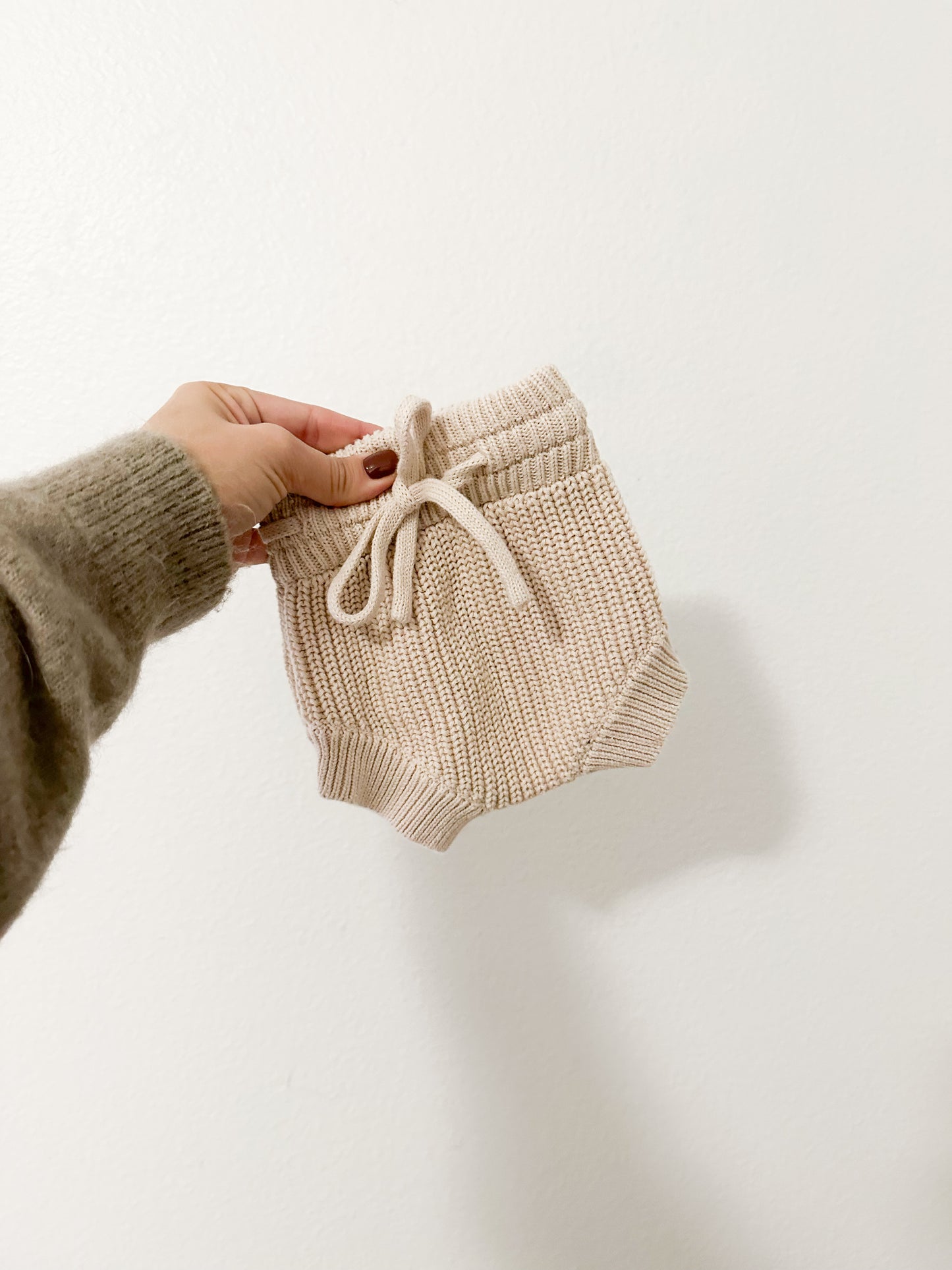 Mebie baby knit tie bloomers || oatmeal (0/3)