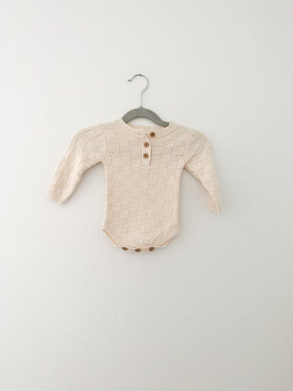 Harp angel checkered organic knit + mittens (0/3)