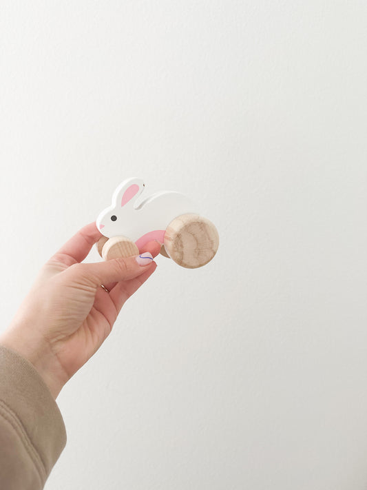 Easter happy go wooden bunny