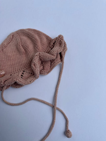 Misha + puff hand knit Pima cotton sunhat 6/12