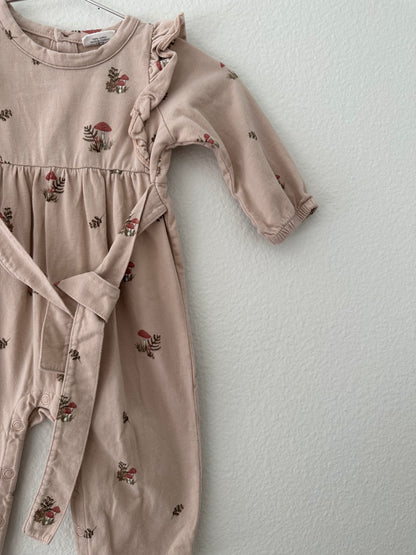 City Mouse flutter sleeve long leg romper|| blush mushrooms (3/6)