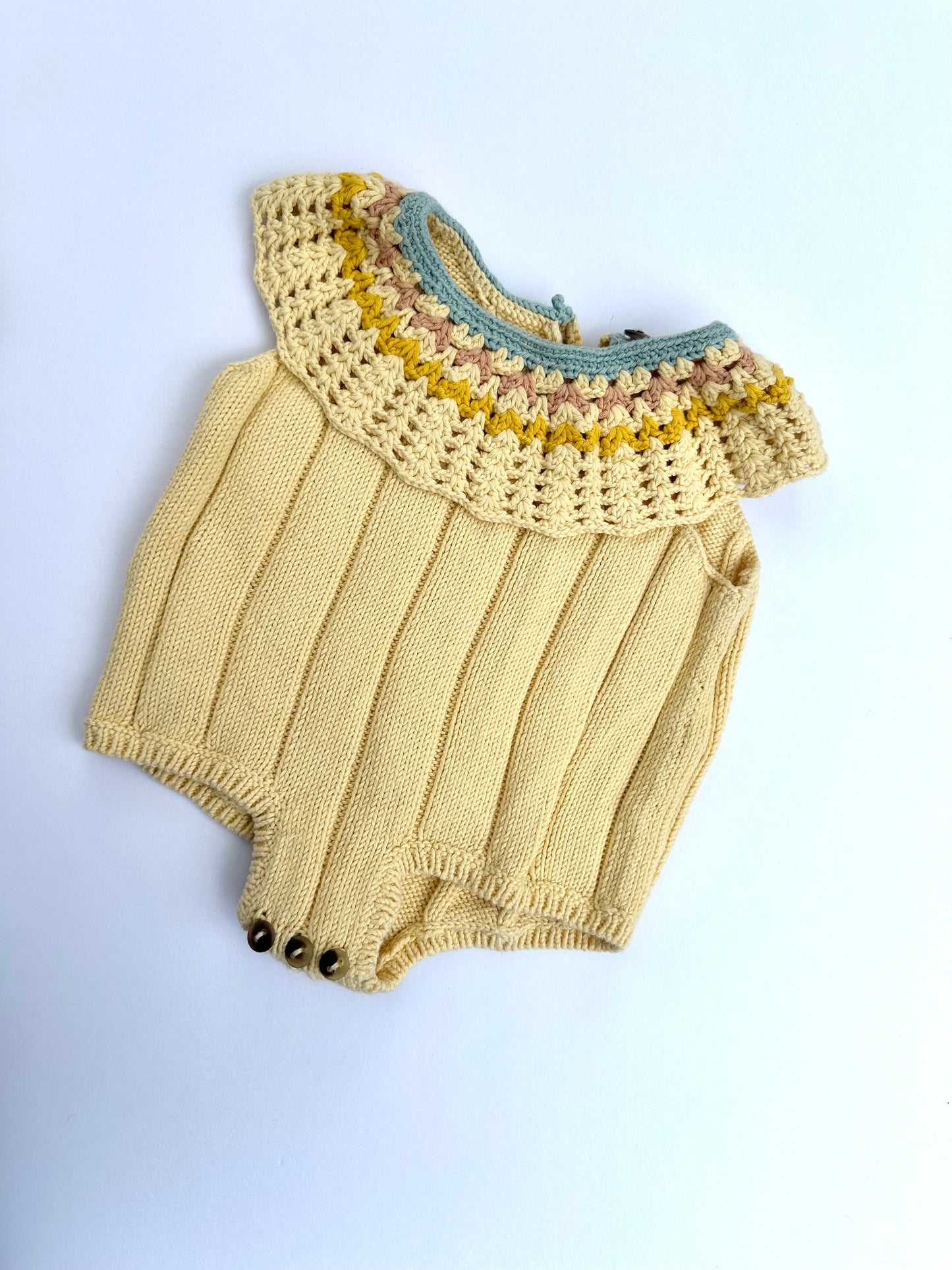 Misha + Puff knitted Pima cotton Vivian romper 6/12