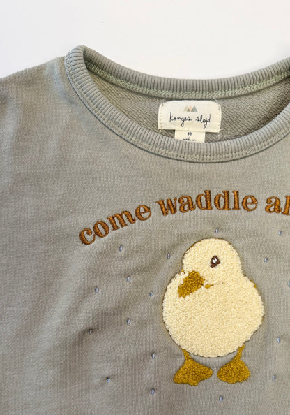 Konges Slojd || come waddle along|| sage crewneck || 4y