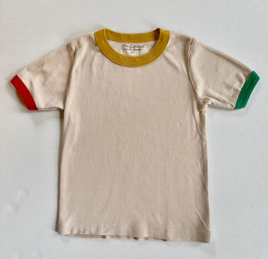 Fin & Vince || cream color block tee ||Size 6/7