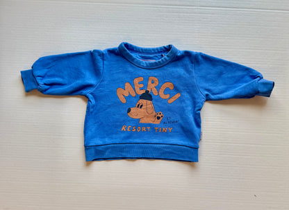 Tinycottons || Merci blue crewneck || 12m