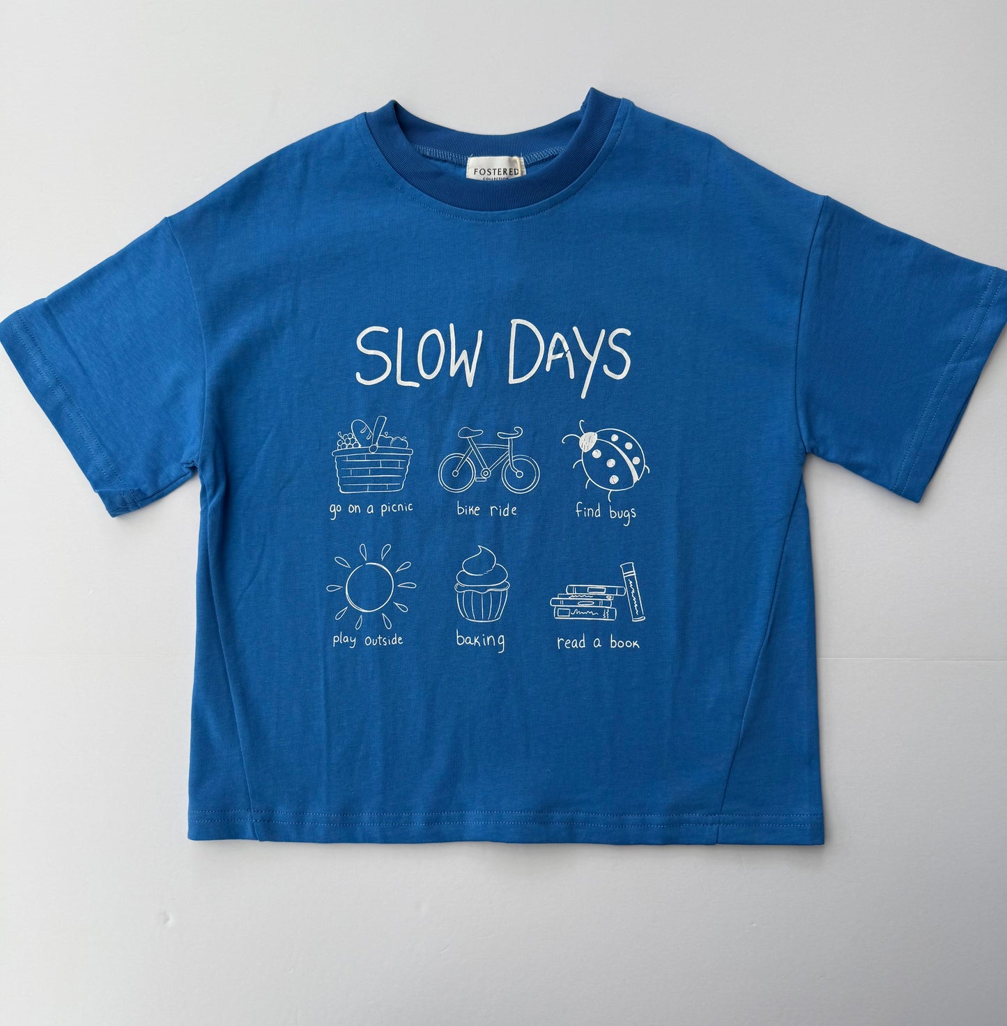 Fostered || slow days blue t || size 3