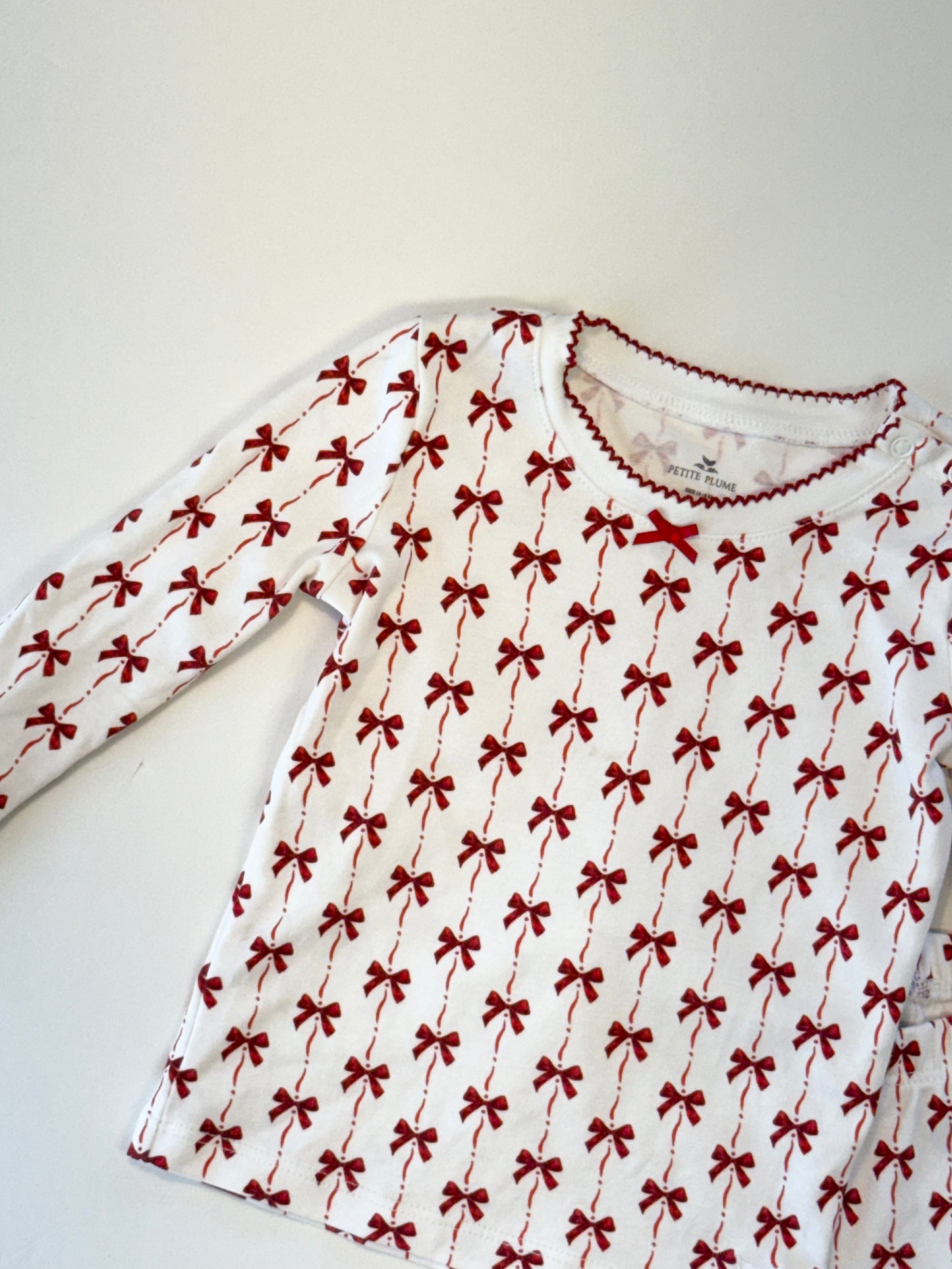 Petite plume || blissful bows fitted pj || 12-18m