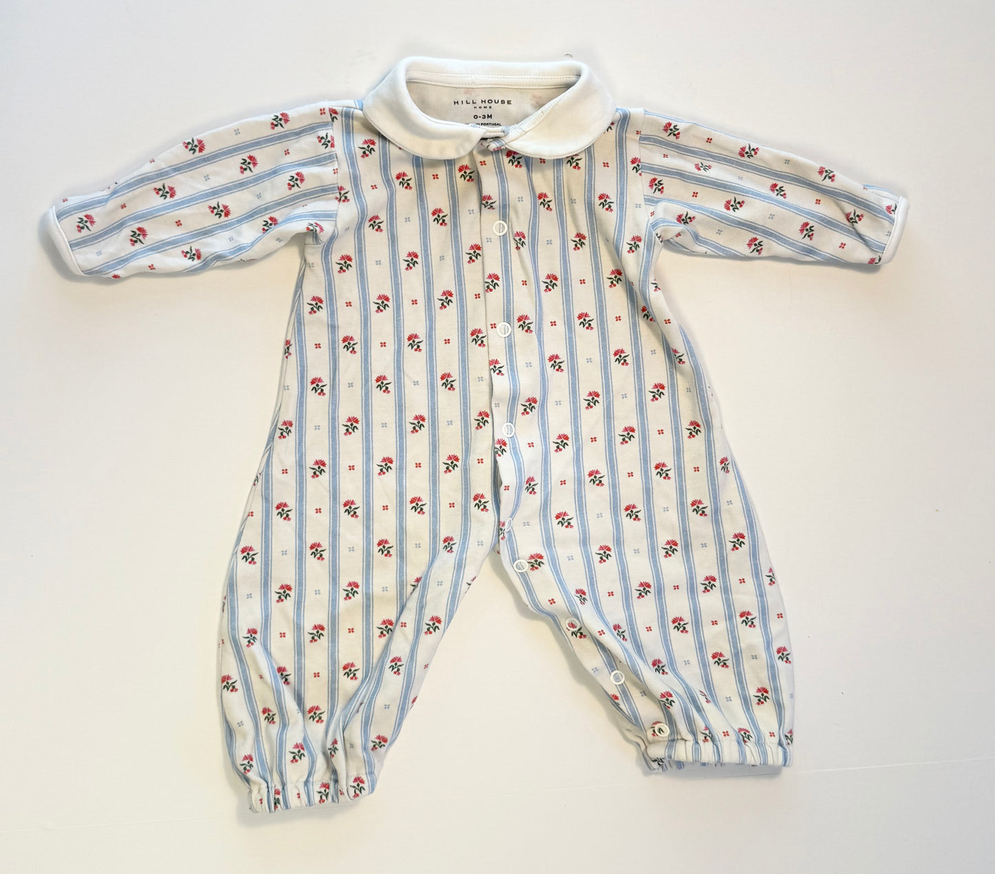 Hill house || blue floral striped one piece || 0-3 m