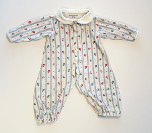 Hill house || blue floral striped one piece || 0-3 m