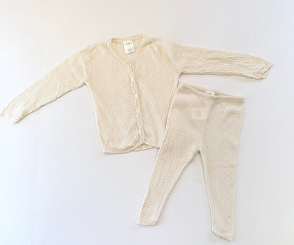 Fanga (by konges slojd) || cream knit cardigans and pant set || 18m