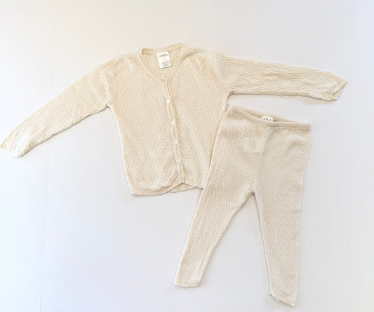 Fanga (by konges slojd) || cream knit cardigans and pant set || 18m