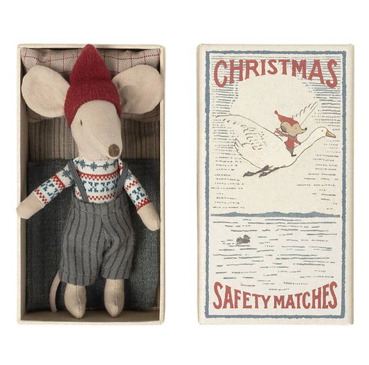 Cutest mailer big brother Christmas mouse in matchbox
