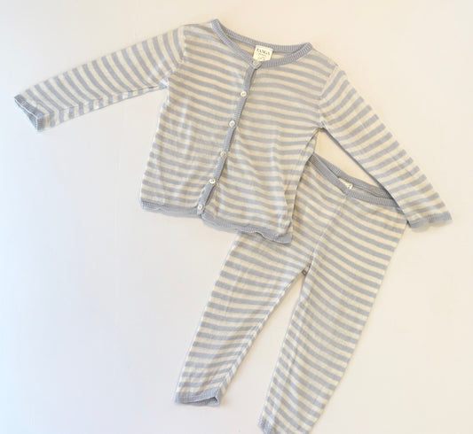Fanga (by konges slojd) || blue white stripe pant &cardigan set || 18m