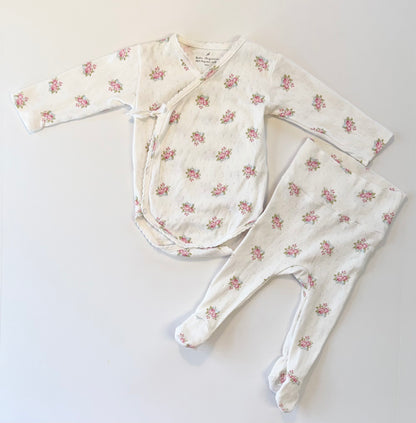 Bebe Organic || floral 2pice footed set || 6m