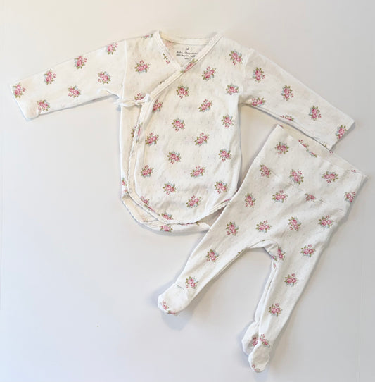 Bebe Organic || floral 2pice footed set || 6m