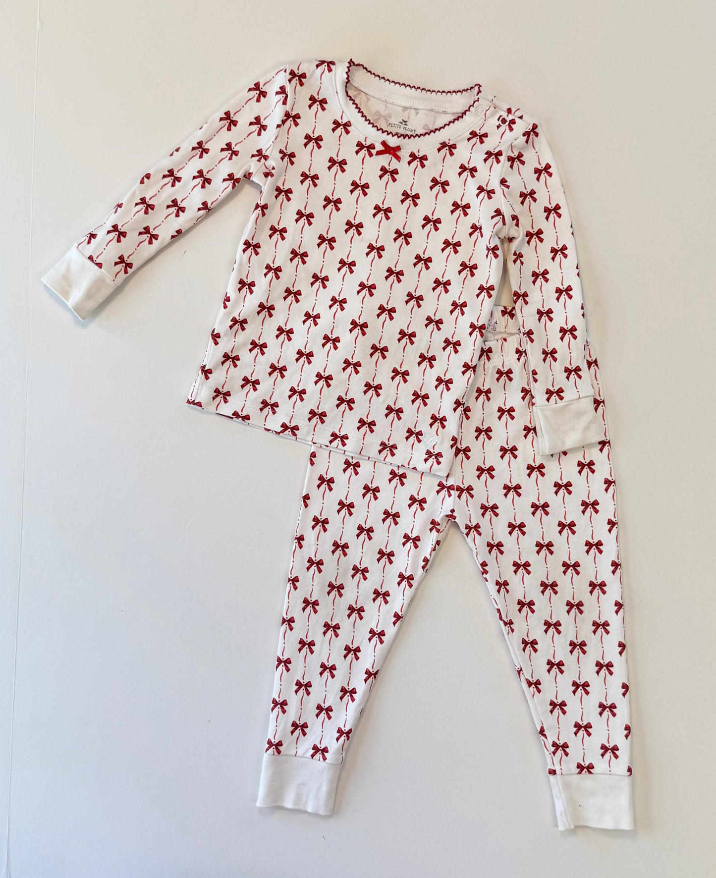 Petite plume || blissful bows fitted pj || 12-18m
