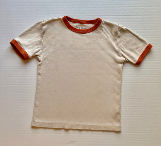 Fin & Vince || cream/brick vintage tee || Size 8/9