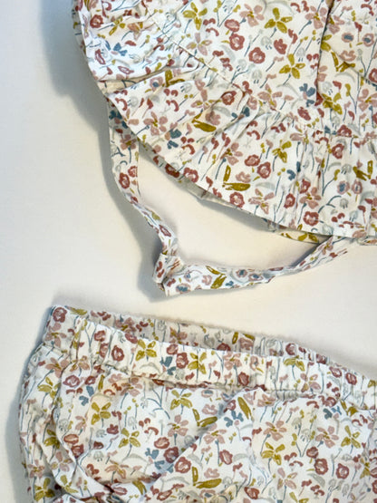 Pehr || white floral sun hat & bloomers || 6-12m