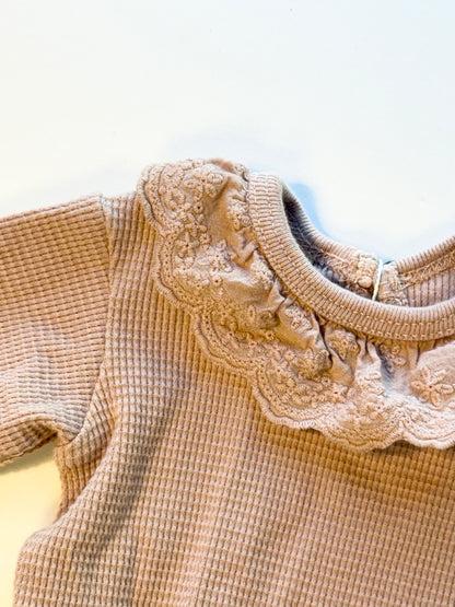 Quincy Mae || pink waffle bodysuit || 0-3m