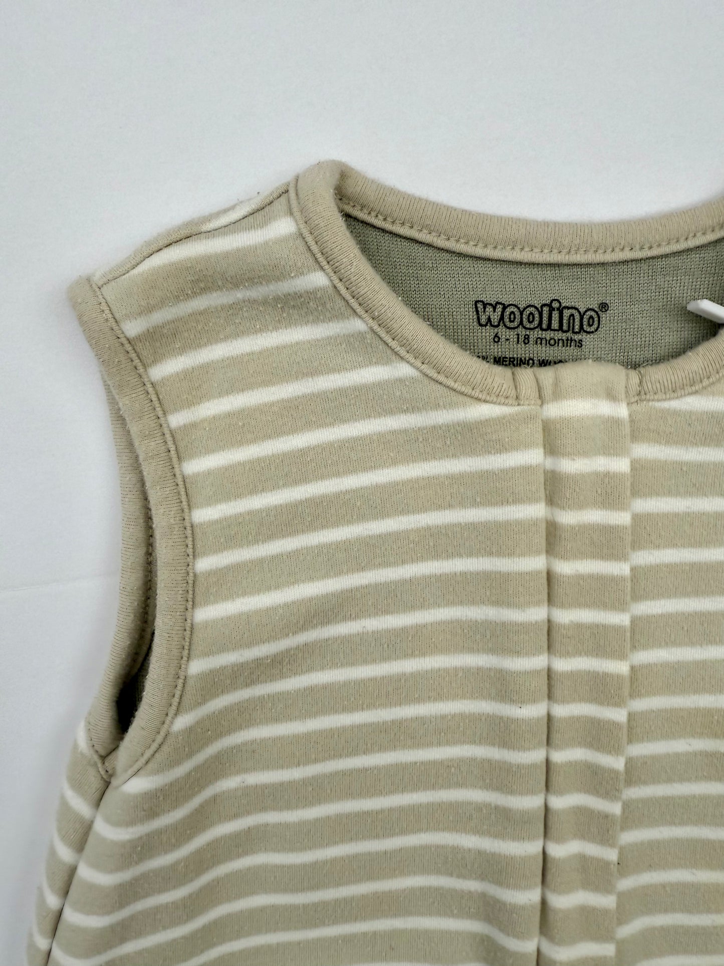 Woolino || grey stripe sleep sack || 6-18 month