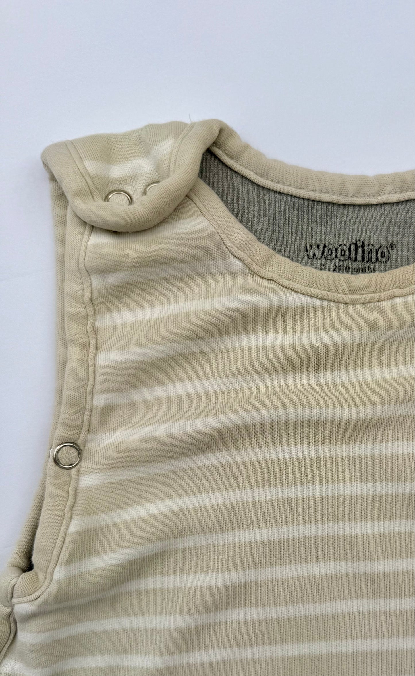 Woolino || gray stripe sleep sack || 2-24 months